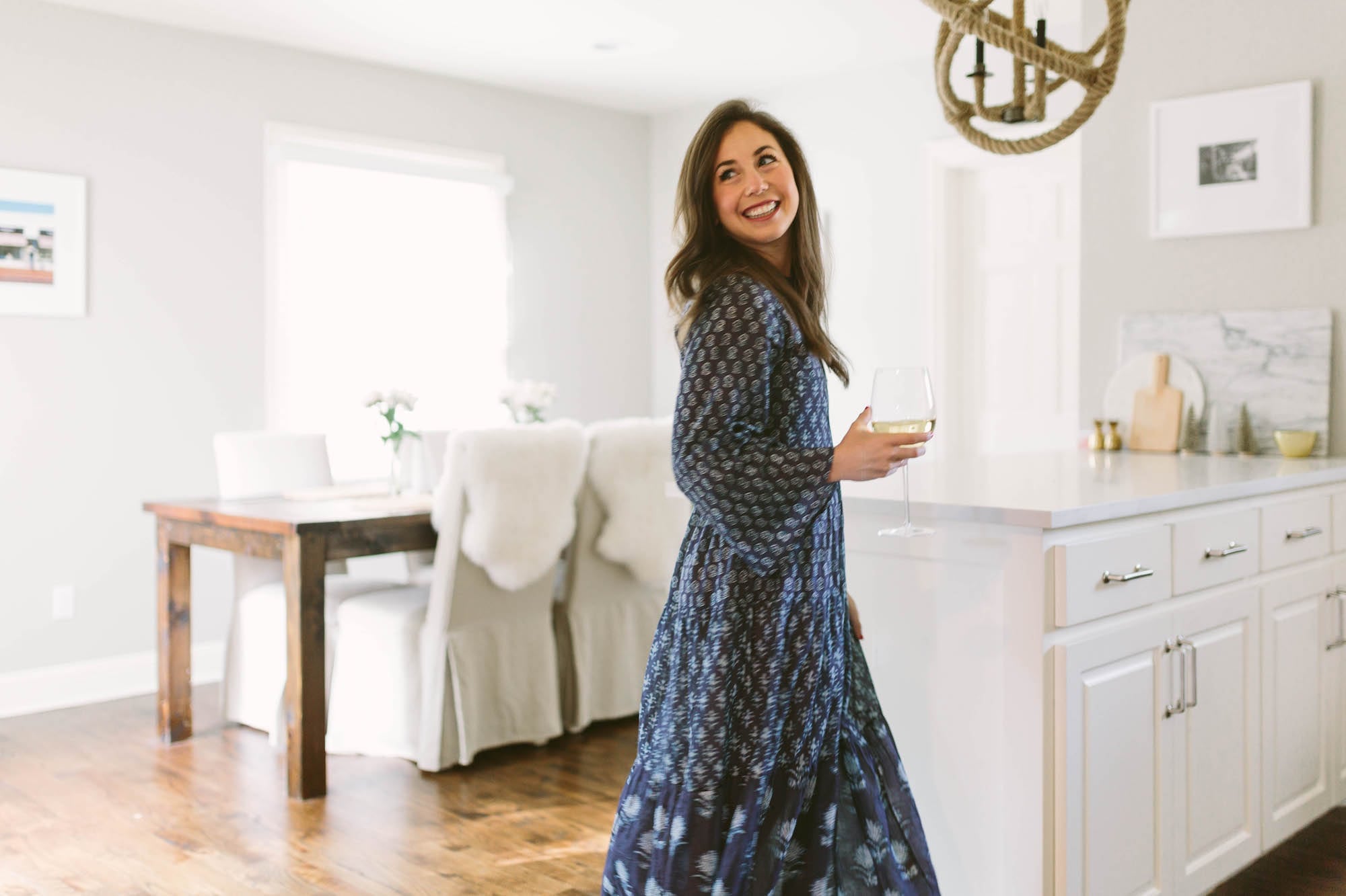 Ali Schilling in Navy Dôen Dress